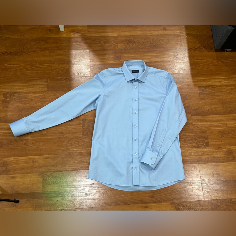 Tailor Store L/S Button Down Dress Shirts Slim Fit Royale Light Blue Size Custom